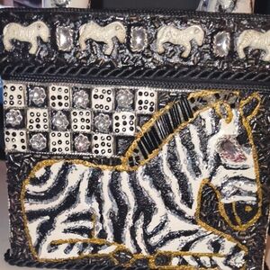Zebra Beaded Handbag with Horse Accents
